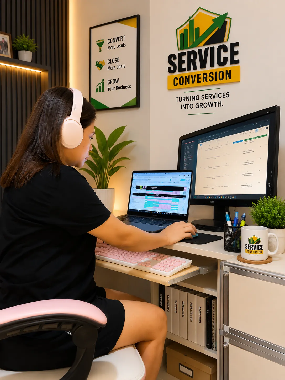 Consistent treatment applied to an office photograph